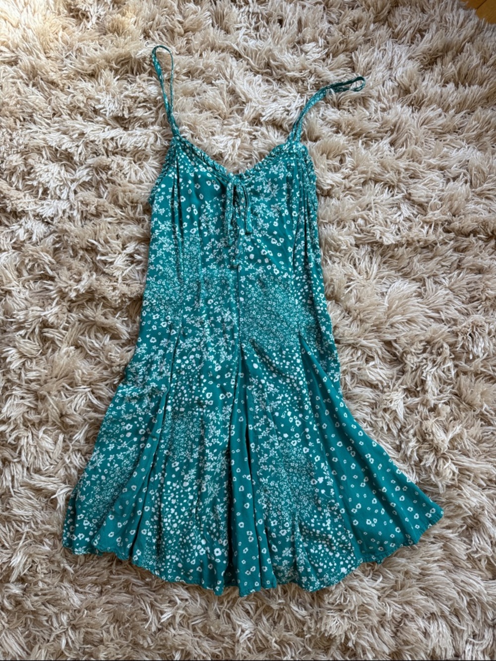 wild fable Teal Floral Spaghetti Strap Dress S